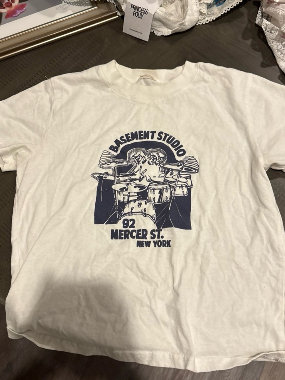 Brandy Melville White 'Basement Studio' Graphic Tee - 92 Mercer St. New York